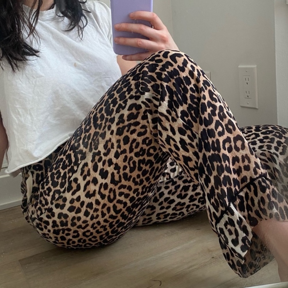 Ganni leopard silk pants